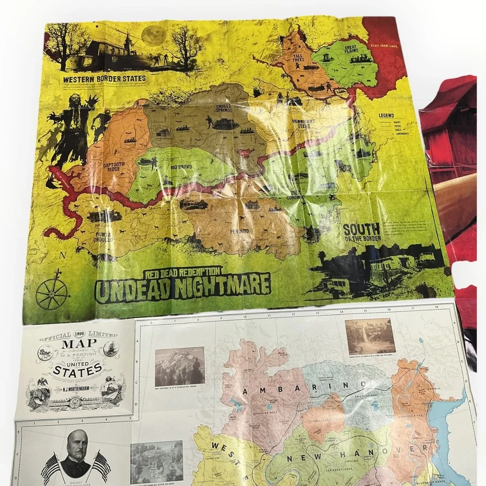 Red Dead Redemption RDR RDR2 Undead Nightmare Maps Posters Lot of 4 Rockstar